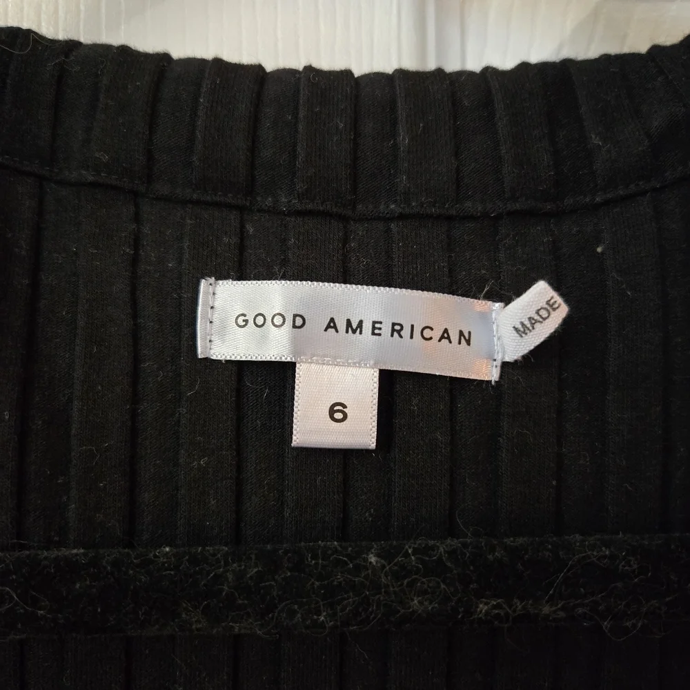 GOOD AMERICAN Wide Rib Button Down Midi Dress in Black GA6/US3X - Picture 3 of 5